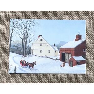 Vintage Christmas Card Charlotte J Sternberg Art West Peak Winter Homestead